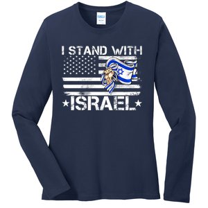 Israel Strong Pray For Israel Us Israel Flag I Stand With Israel Ladies Long Sleeve Shirt