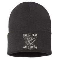 I Still Play With Blocks Car Mechanic Motor Engine Sustainable Knit Beanie