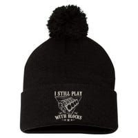 I Still Play With Blocks Car Mechanic Motor Engine Pom Pom 12in Knit Beanie