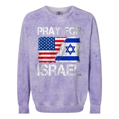 Israel Strong Pray For Israel US Israel Flag Colorblast Crewneck Sweatshirt