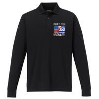 Israel Strong Pray For Israel US Israel Flag Performance Long Sleeve Polo