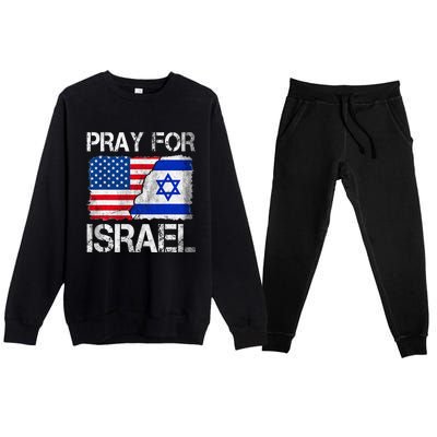 Israel Strong Pray For Israel US Israel Flag Premium Crewneck Sweatsuit Set