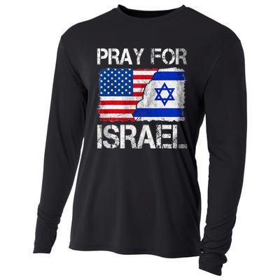 Israel Strong Pray For Israel US Israel Flag Cooling Performance Long Sleeve Crew