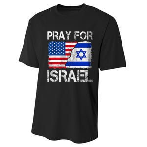 Israel Strong Pray For Israel US Israel Flag Performance Sprint T-Shirt