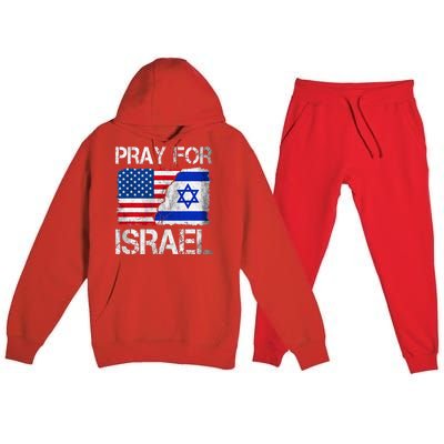 Israel Strong Pray For Israel US Israel Flag Premium Hooded Sweatsuit Set