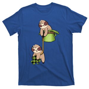 Irish St Patricks Day Fishing Sloth Shamrock Plaid Ireland Gift T-Shirt