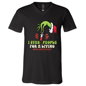 I Stab People For A Living Phlebotomy Christmas V-Neck T-Shirt