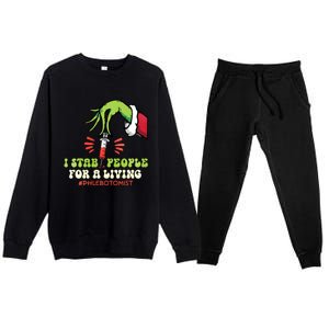 I Stab People For A Living Phlebotomy Christmas Premium Crewneck Sweatsuit Set