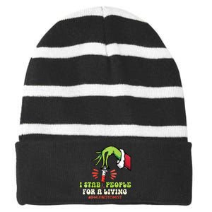 I Stab People For A Living Phlebotomy Christmas Striped Beanie with Solid Band