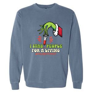 I Stab People For A Living Phlebotomy Christmas Garment-Dyed Sweatshirt