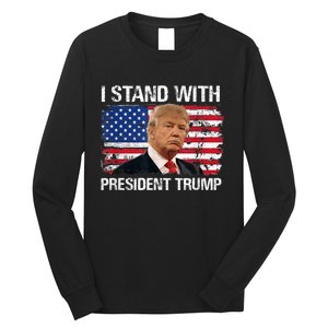 I Stand President Trump American Flag Long Sleeve Shirt