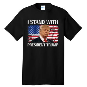 I Stand President Trump American Flag Tall T-Shirt