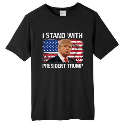 I Stand President Trump American Flag Tall Fusion ChromaSoft Performance T-Shirt