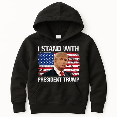 I Stand President Trump American Flag Kids Hoodie