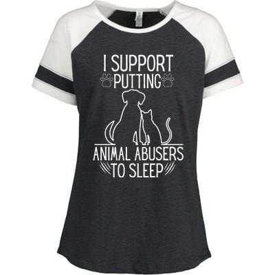 I Support Putting Animal Abusers To Sleep Dog Cat Lover Enza Ladies Jersey Colorblock Tee