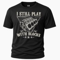 I Still Play With Blocks Car Mechanic Motor Engine Cooling Performance Crew T-Shirt