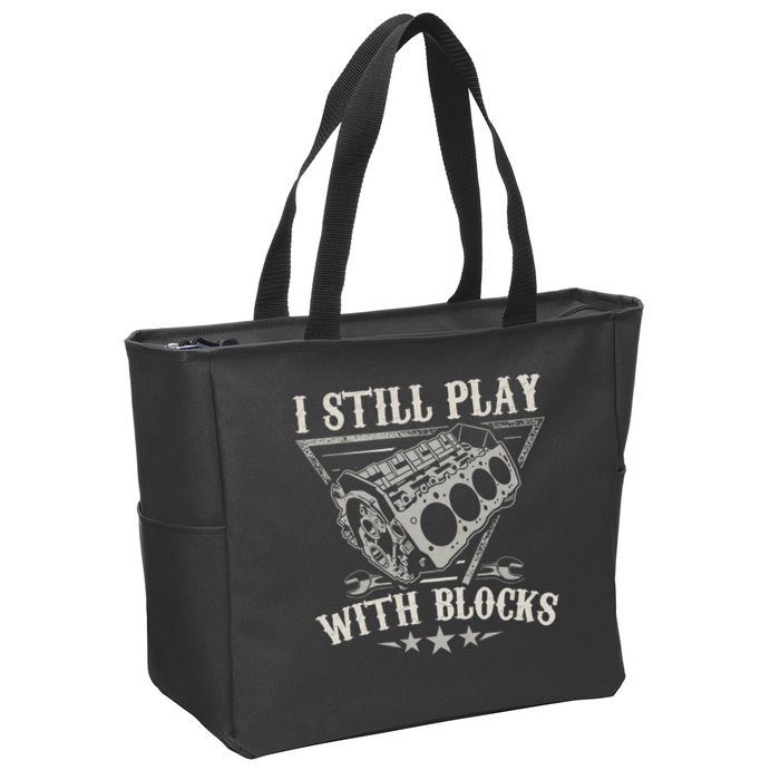 I Still Play With Blocks Car Mechanic Motor Engine Zip Tote Bag