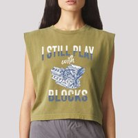 I Still Play With Blocks Meaningful Gift Auto Mechanic Racing Car Engine Gift Garment-Dyed Women's Muscle Tee