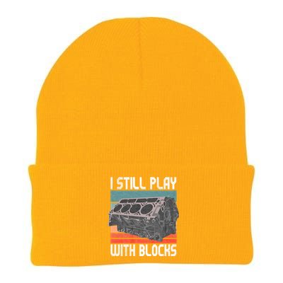 I Still Play With Blocks Maintenance Mechanic Motor Engine Knit Cap Winter Beanie