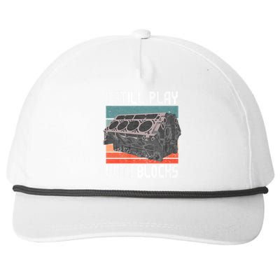 I Still Play With Blocks Maintenance Mechanic Motor Engine Snapback Five-Panel Rope Hat