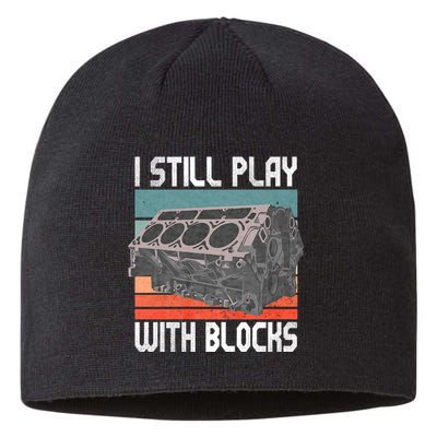 I Still Play With Blocks Maintenance Mechanic Motor Engine Sustainable Beanie