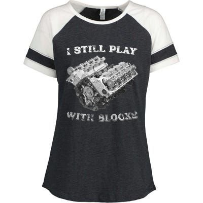 I Still Play With Blocks Racing Maintenance Vintage Enza Ladies Jersey Colorblock Tee