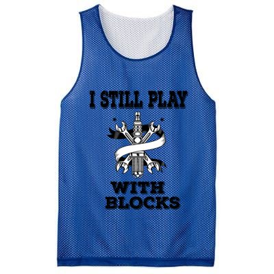 I Still Play With Blocks Maintenance Mechanic Motor Engine Funny Gift Mesh Reversible Basketball Jersey Tank