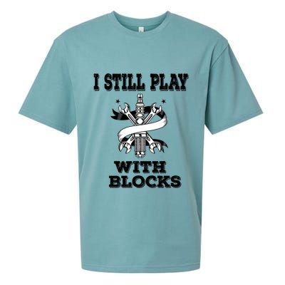 I Still Play With Blocks Maintenance Mechanic Motor Engine Funny Gift Sueded Cloud Jersey T-Shirt