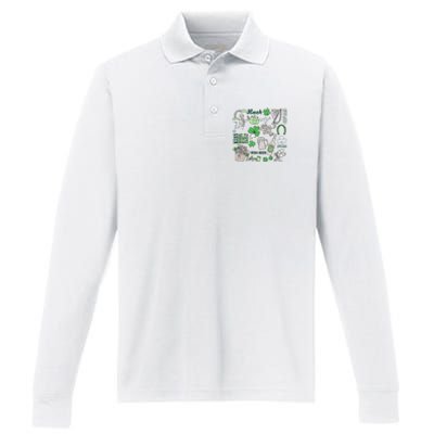 Irish St Patricks Day Love Lip Me I'm Irish Beer Drinking Team Performance Long Sleeve Polo