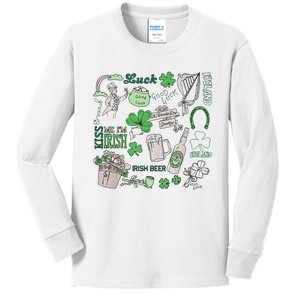 Irish St Patricks Day Love Lip Me I'm Irish Beer Drinking Team Kids Long Sleeve Shirt