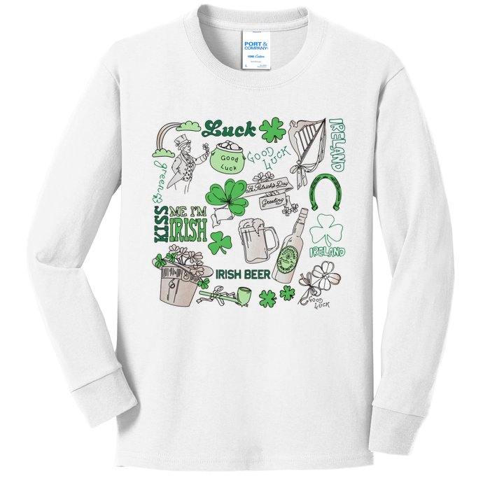 Irish St Patricks Day Love Lip Me I'm Irish Beer Drinking Team Kids Long Sleeve Shirt