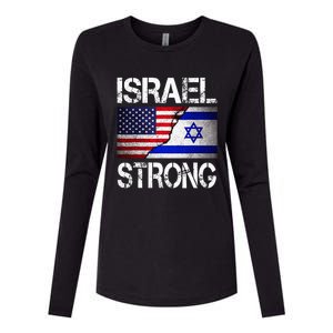 Israel Strong Pray For Israel US Israel Flag Womens Cotton Relaxed Long Sleeve T-Shirt