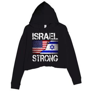 Israel Strong Pray For Israel US Israel Flag Crop Fleece Hoodie