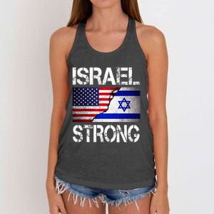 Israel Strong Pray For Israel US Israel Flag Women's Knotted Racerback Tank