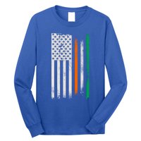 Ireland St Patrick's Day Gift Vintage Irish American Flag Gift Long Sleeve Shirt