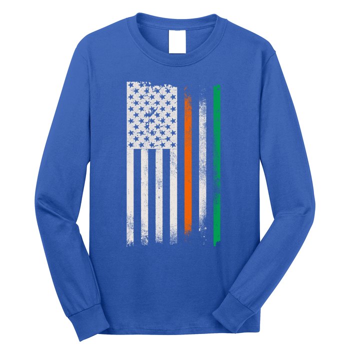 Ireland St Patrick's Day Gift Vintage Irish American Flag Gift Long Sleeve Shirt