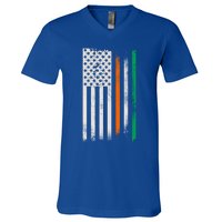 Ireland St Patrick's Day Gift Vintage Irish American Flag Gift V-Neck T-Shirt