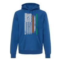 Ireland St Patrick's Day Gift Vintage Irish American Flag Gift Premium Hoodie