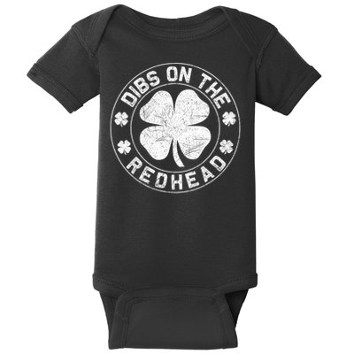  Irish St Patricks Day Shamrock Dibs On The Redhead Baby Bodysuit