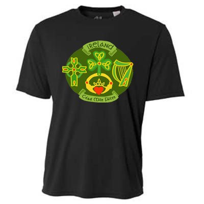 Ireland Saint Patrick's Day Celtic Cross Shamrock Green Gift Cooling Performance Crew T-Shirt