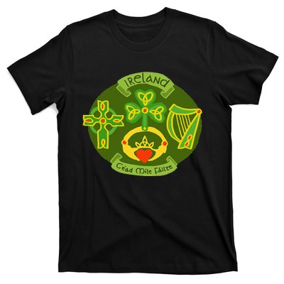 Ireland Saint Patrick's Day Celtic Cross Shamrock Green Gift T-Shirt