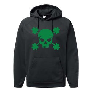 Irish Saint Patricks Day Skull And Crossbones Pirate Performance Fleece Hoodie