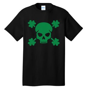 Irish Saint Patricks Day Skull And Crossbones Pirate Tall T-Shirt