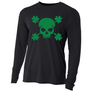 Irish Saint Patricks Day Skull And Crossbones Pirate Cooling Performance Long Sleeve Crew