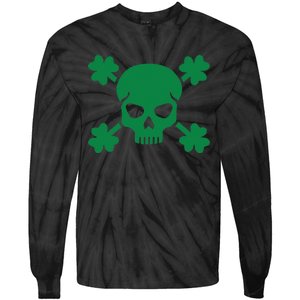 Irish Saint Patricks Day Skull And Crossbones Pirate Tie-Dye Long Sleeve Shirt