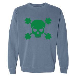 Irish Saint Patricks Day Skull And Crossbones Pirate Garment-Dyed Sweatshirt