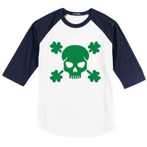 Irish Saint Patricks Day Skull And Crossbones Pirate Baseball Sleeve Shirt