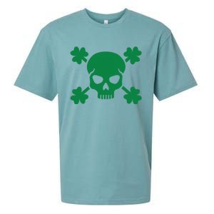 Irish Saint Patricks Day Skull And Crossbones Pirate Sueded Cloud Jersey T-Shirt