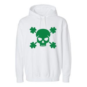 Irish Saint Patricks Day Skull And Crossbones Pirate Garment-Dyed Fleece Hoodie