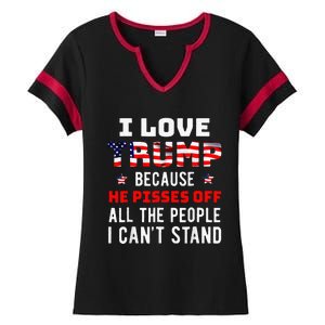 I Stand President Trump American Flag Trump 2024 Ladies Halftime Notch Neck Tee